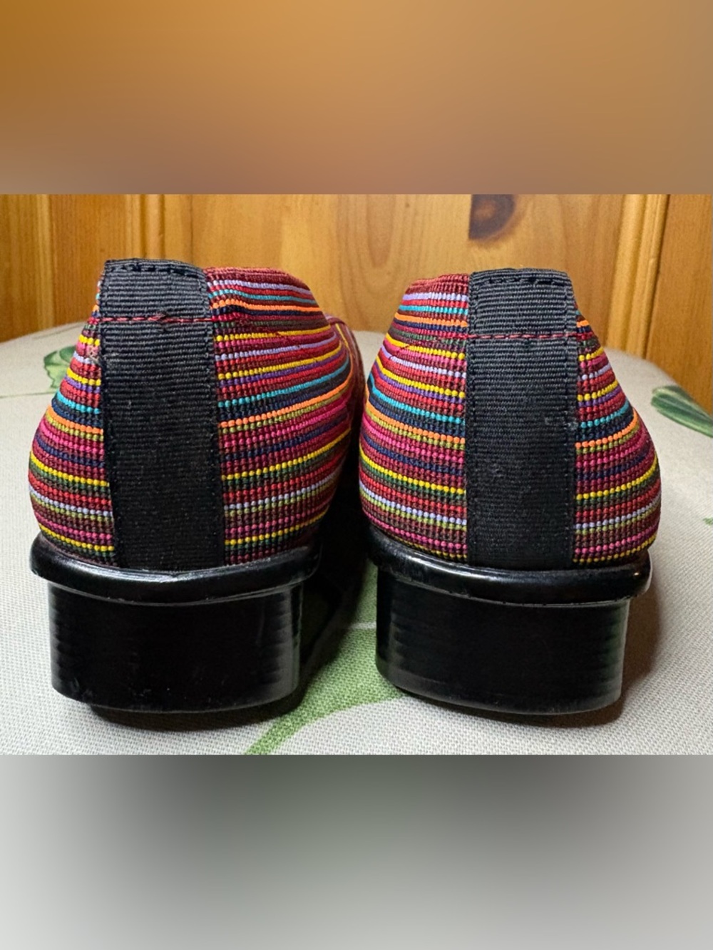 San Miguel Stretchy Slip-On “Mocasin Luna” in Multi-Color Stripe w 1” Heel (7.5) - Picture 5 of 7